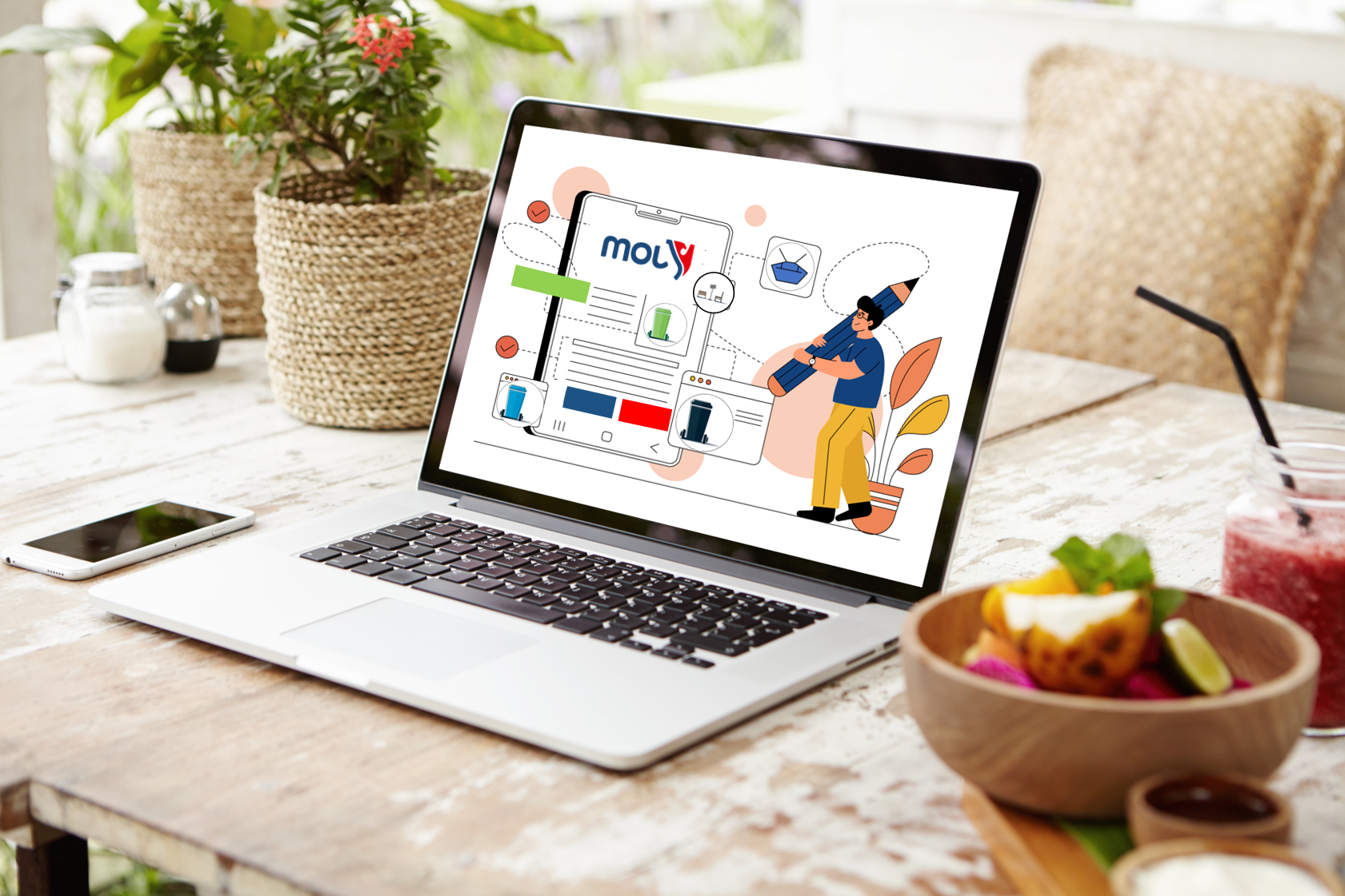 Aufgeklappter Laptop auf Schreibtisch mit digitalen Anträgen; Foto: envato elements