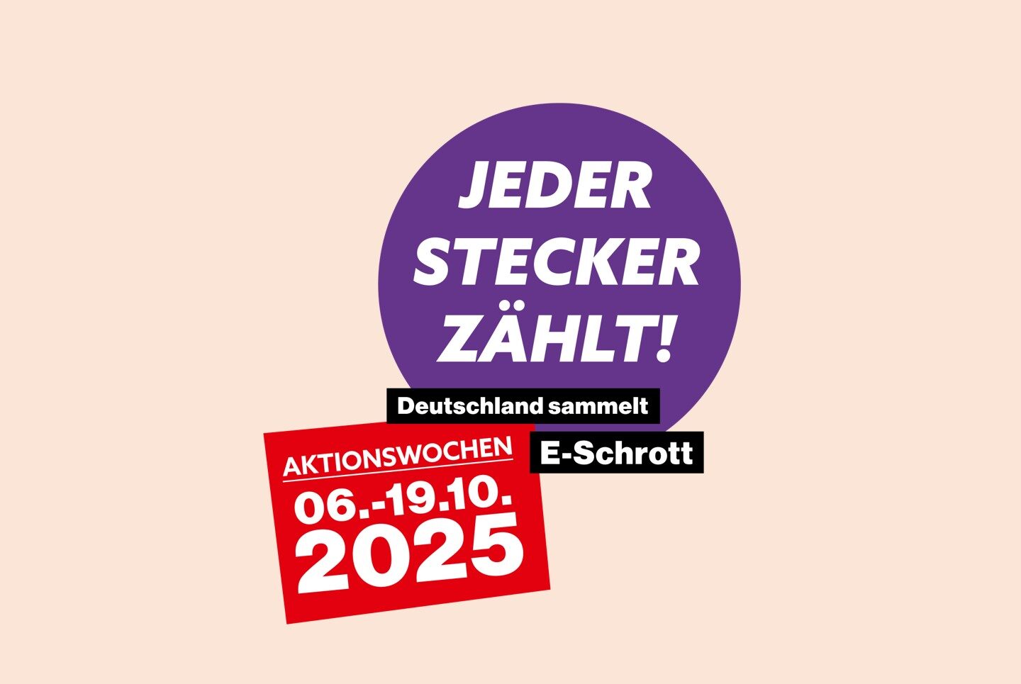 Jeder Stecker zählt-Logo plus Datum mit rosé Hintergrund