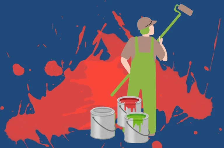 Grafik mit Mann, der Farbe anstreicht