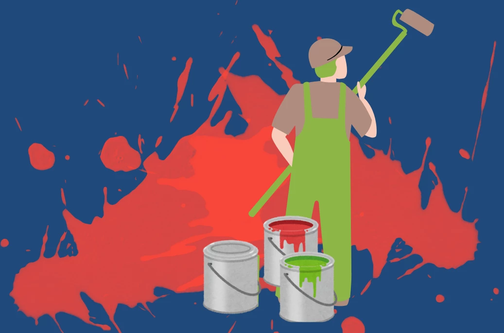 Grafik mit Mann, der Farbe anstreicht